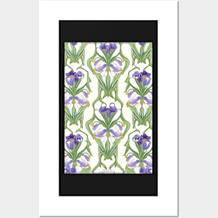 Floral Garden Botanical Print with Purple Iris Posters and Art